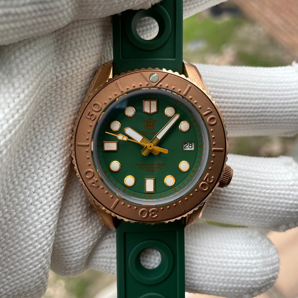 STEELDIVE SD1968S Mens Bronze 44mm 300M Automatic Dive Watch NH35 Sapphire Steel