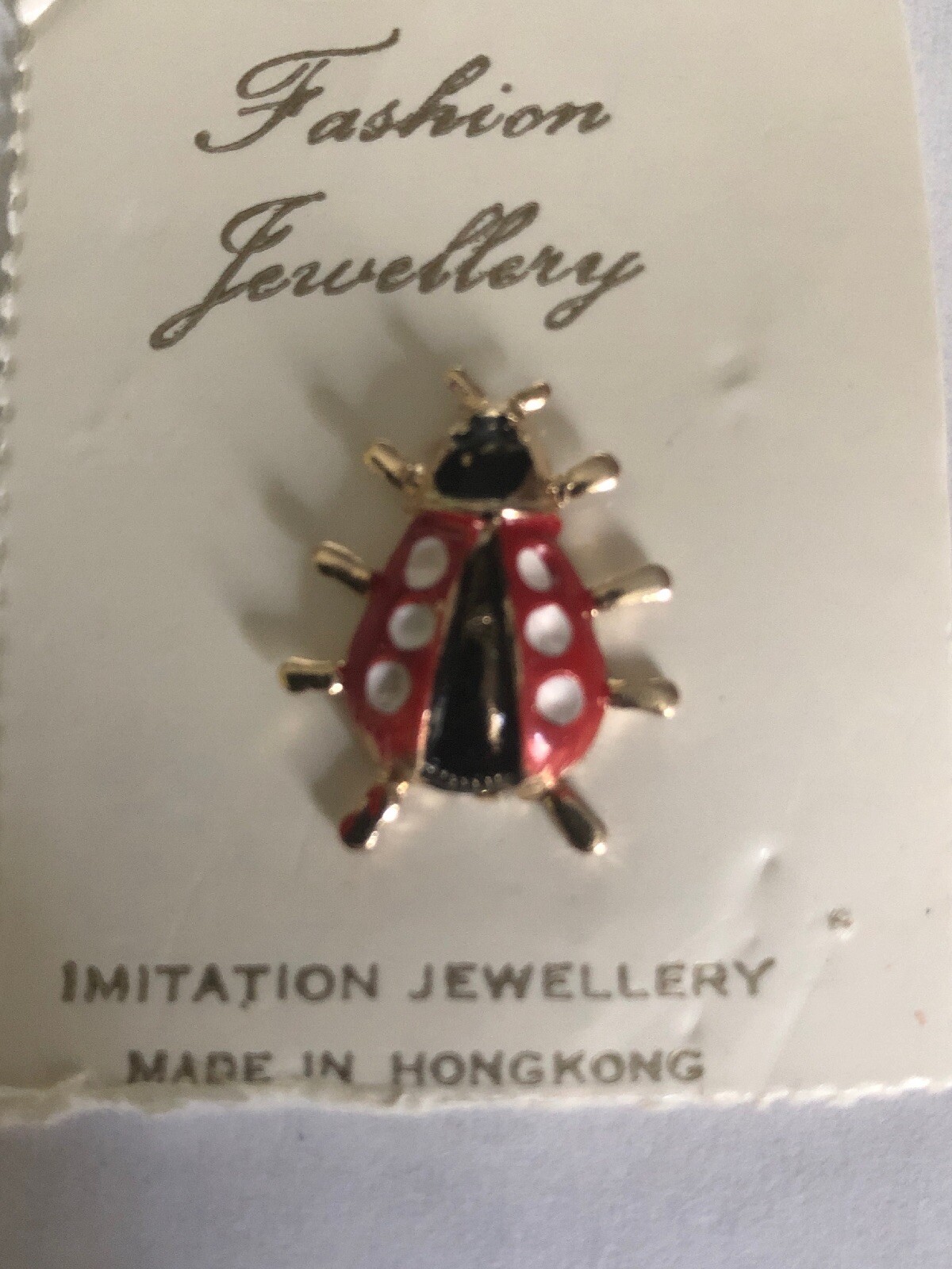Black ,Red and White Lady Bug Pin Beetle Brooch Pin Gold Legs