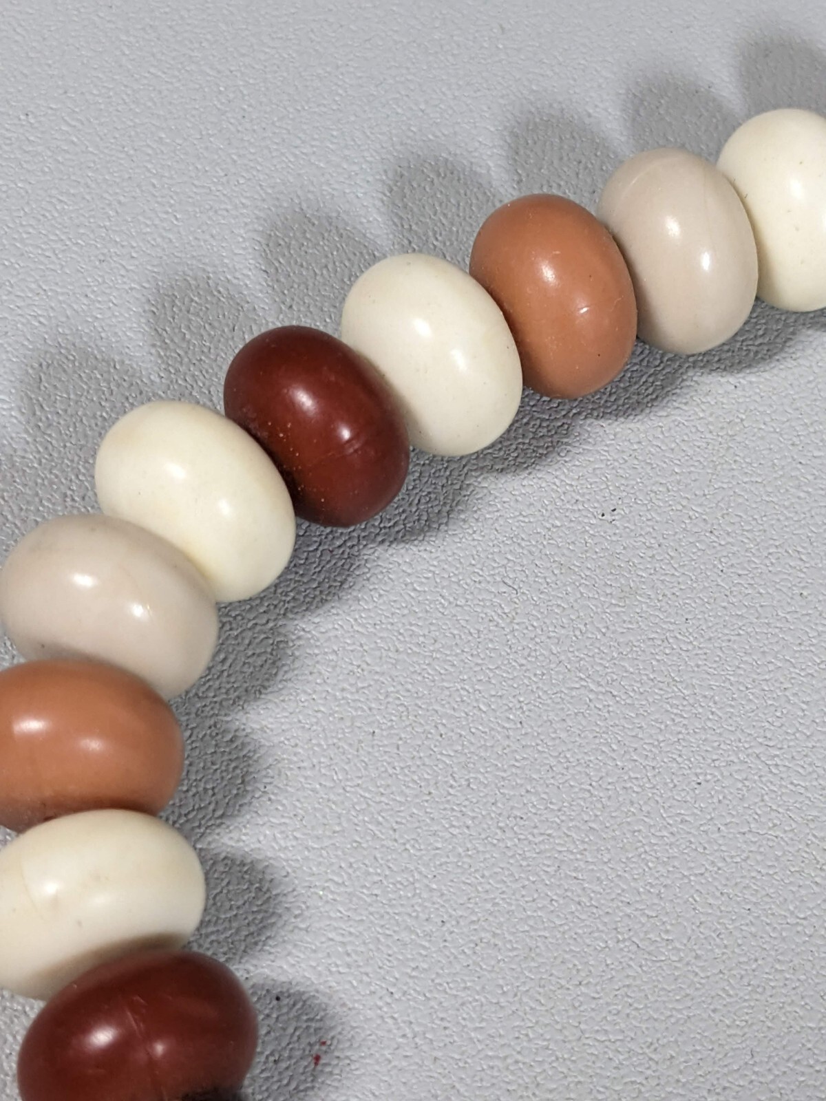Vintage Brown Ivory Color Rounded Bead Longer Necklace 24 inches