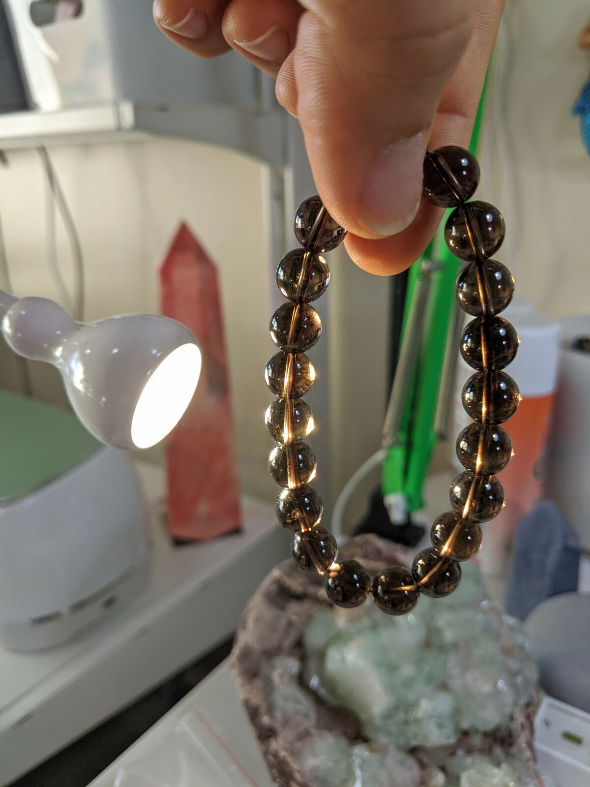Champagne Brown Smoky Quartz Bead Bracelet Men Stretch 10mm 7, 7.5, 8, or 8.5 in
