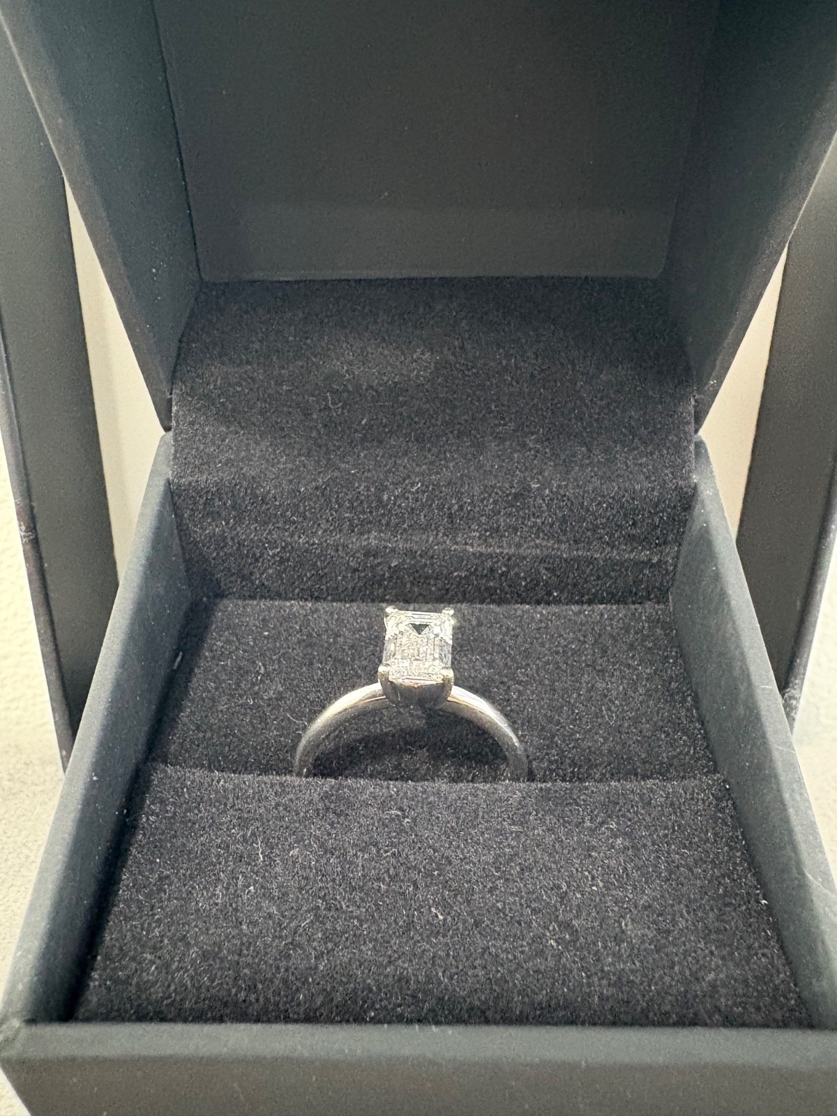 1.57ct Lab grown Diamond Emerald Cut 14k white gold Ring Zales
