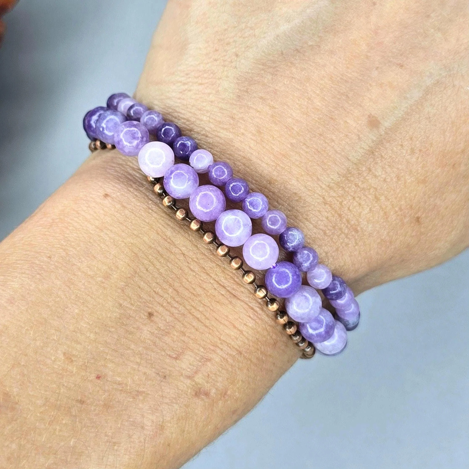 Lepidolite Crystal Bracelet: Handmade Gemstone Beaded Bracelet