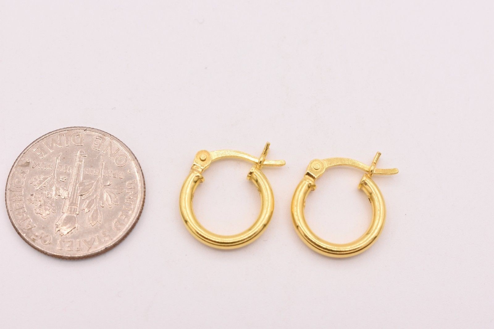 2mm X 12mm 1 1/2″ Shiny Plain Hoop Earrings 14K Yellow Gold Plated Silver 925