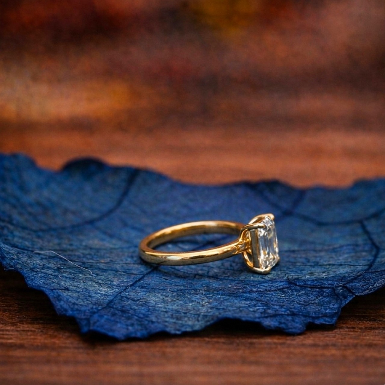 3 CT Emerald & Oval Moissanite Toi Et Moi Engagement Ring Yellow Gold Plated 925
