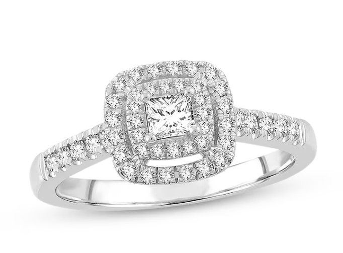 Now+Forever ½ ct-tw Princess & Round Cut Ring – 14K White Gold – Gently Handled