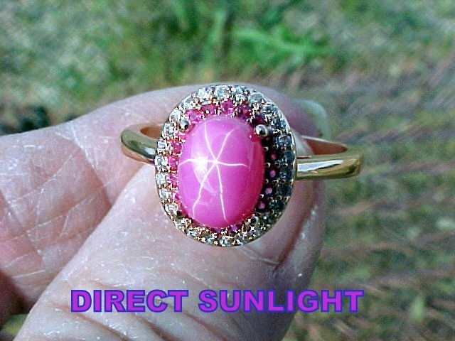 Genuine Pink Star Sapphire Ring 8x6mm & Pink Topaz 925 + Rose Gold Finish Sz 10