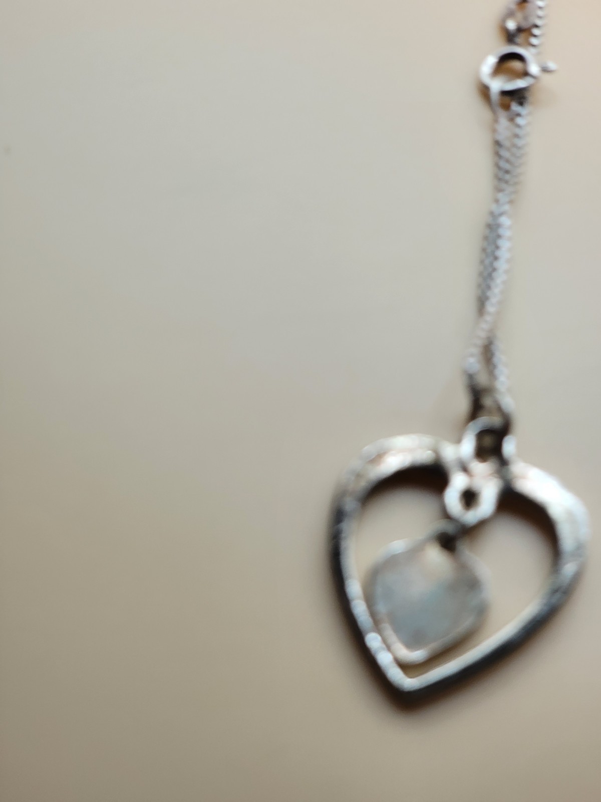 Green Paua Shell 925 Silver Necklace Heart Shaped Signed Italy