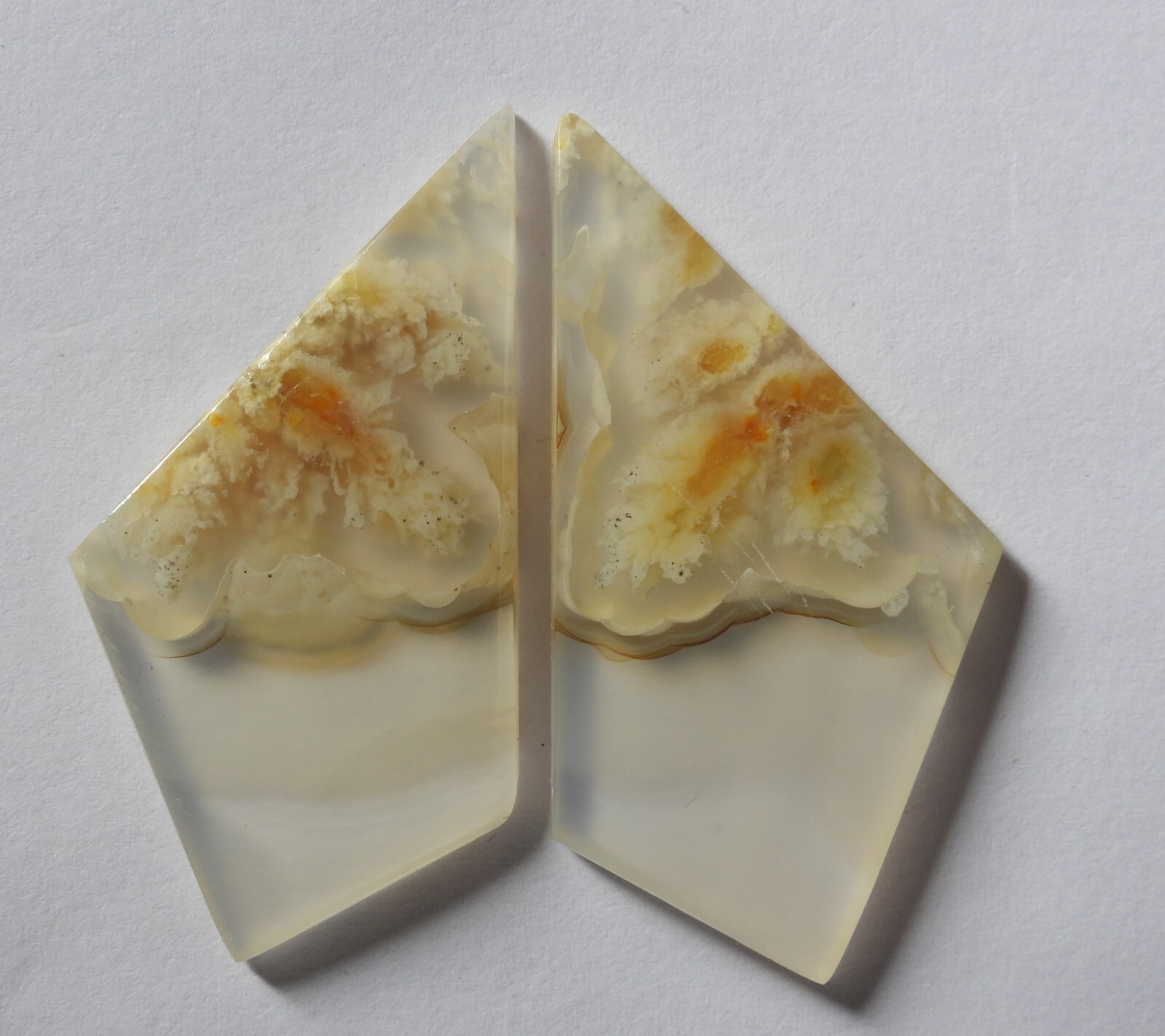 44.90 Ct Natural Plume Agate (41.7mm X 24mm each) Cabochon Loose Match Pair