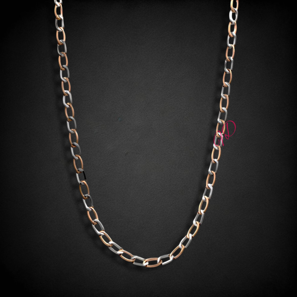 4.1 MM Platinum Designer Chain 18k Rose Gold Length 20 Inch Necklace PT950