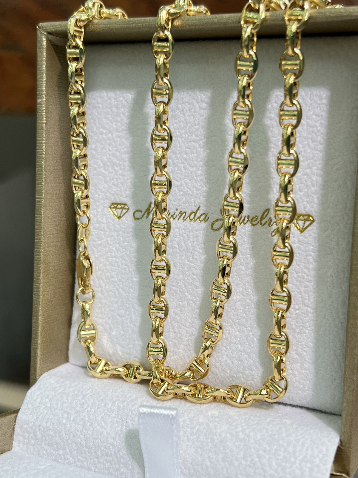 Pure 18K Yellow Gold Link Unisex Chain Necklace, 20 Inches. 11.81 Grams