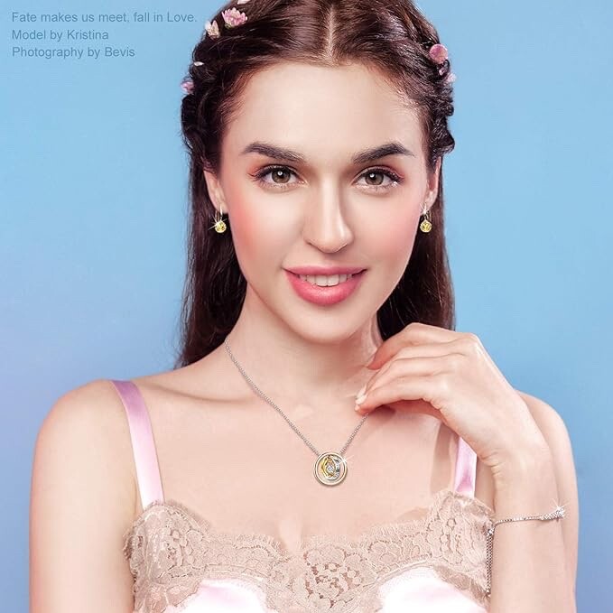 QIANSE I Love You Sweetie Necklace – Rose Gold Trinity Necklace