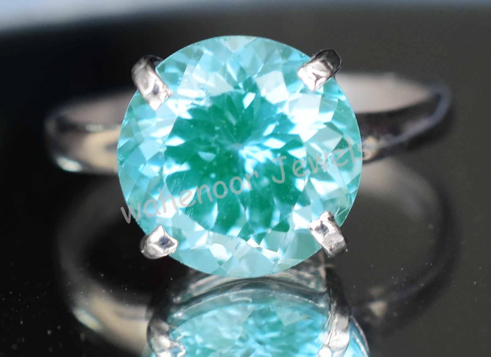 Natural Paraiba Tourmaline Round 925 Sterling Silver Ring Certified Wedding Ring