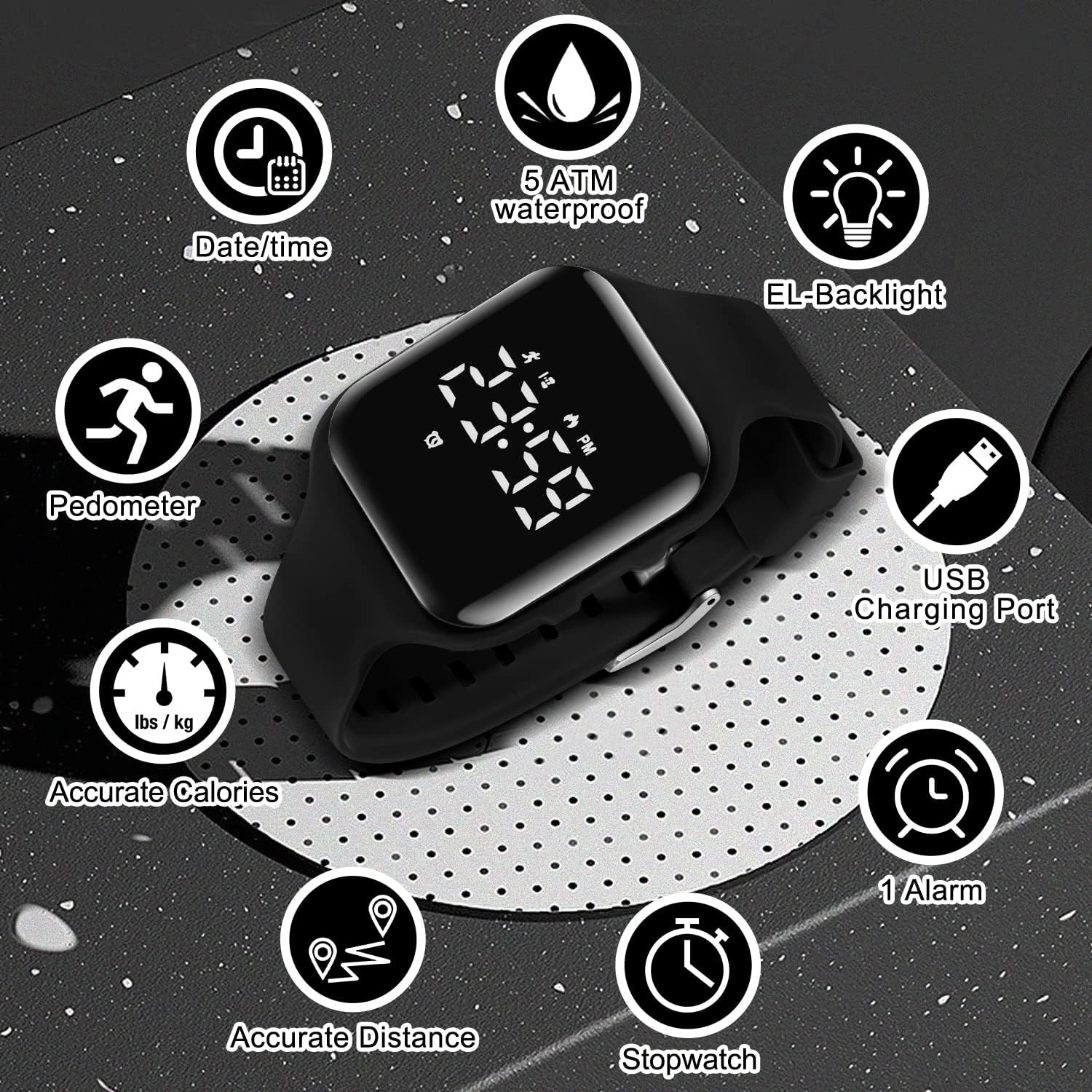 Kids Watches for Girls Boys Digital Sport Watch with Step Counter Pedometer Vibr