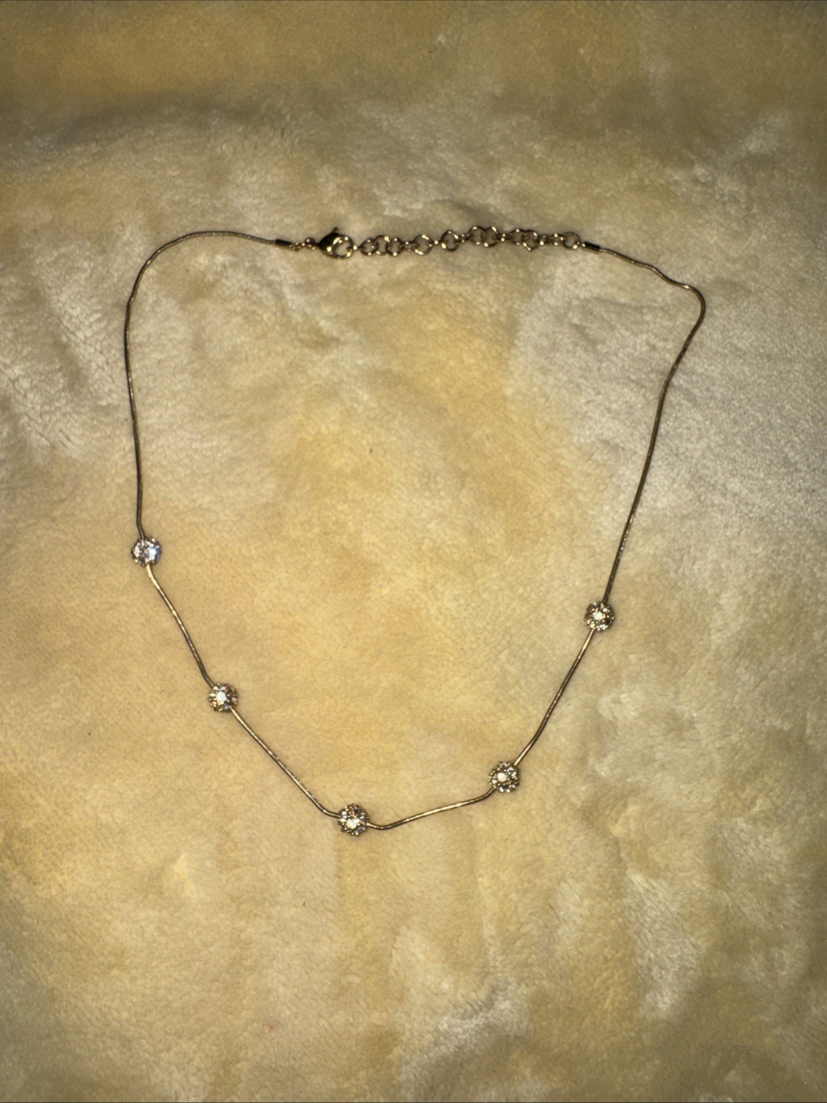 Silver Toned Dainty Faux Diamond Pave Necklace