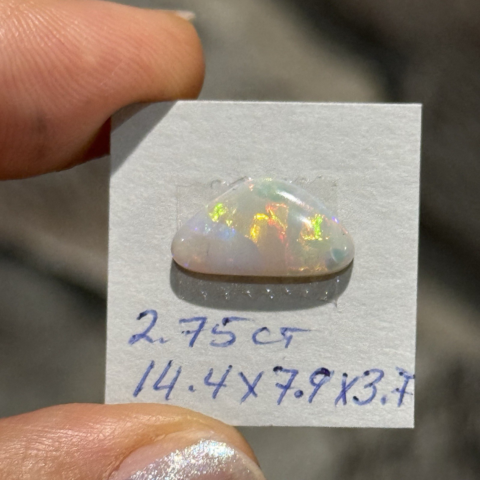2.75ct 14.4×7.9×3.7mm Lightning Ridge Australian Crystal Opal Cabochon Gem
