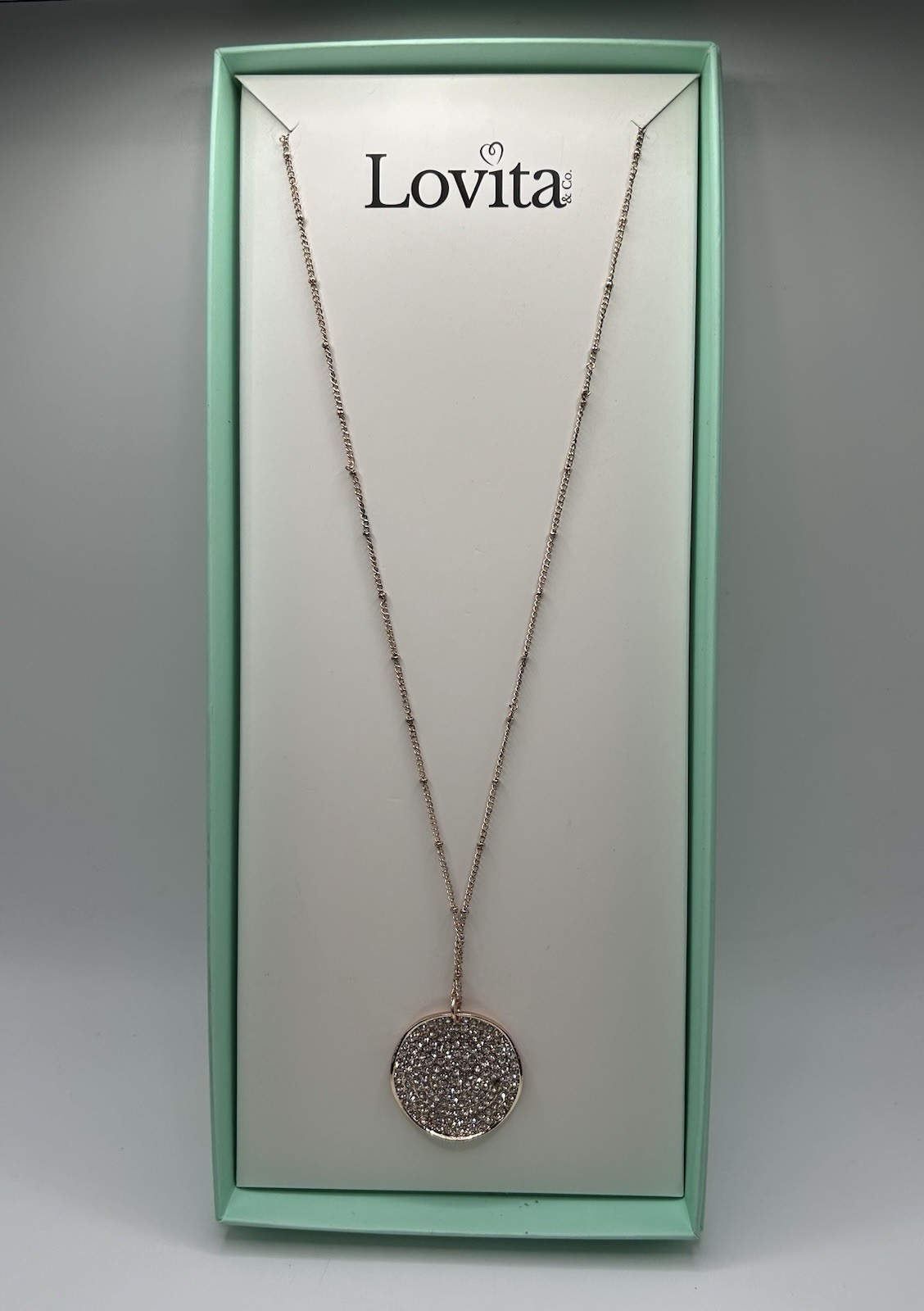 Lovita & Co. Rose Gold Color Round Gemmed Pendant Necklace