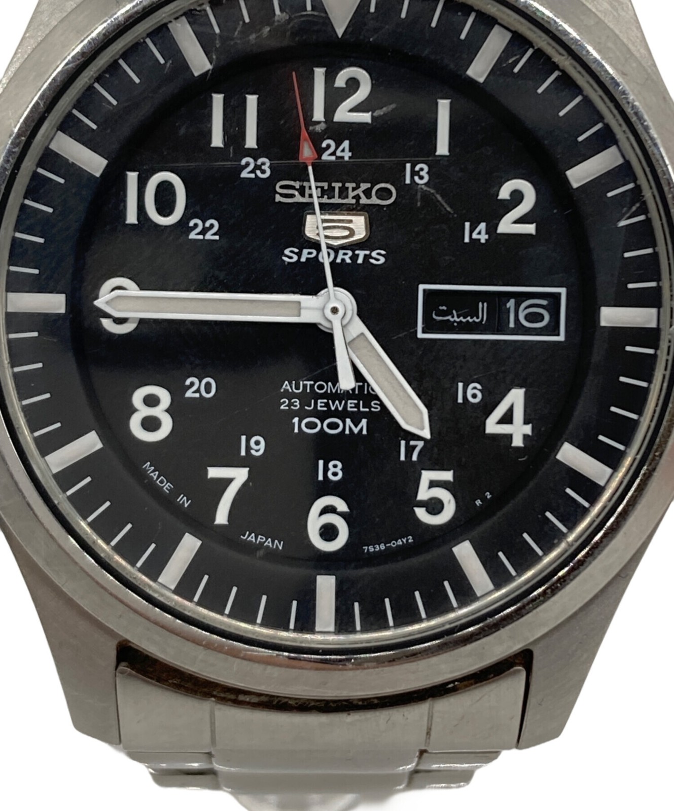 Seiko 7S36 03J0 Men’s Automatic 23J Day Date 100M Black Dial Steel Bracelet Auth
