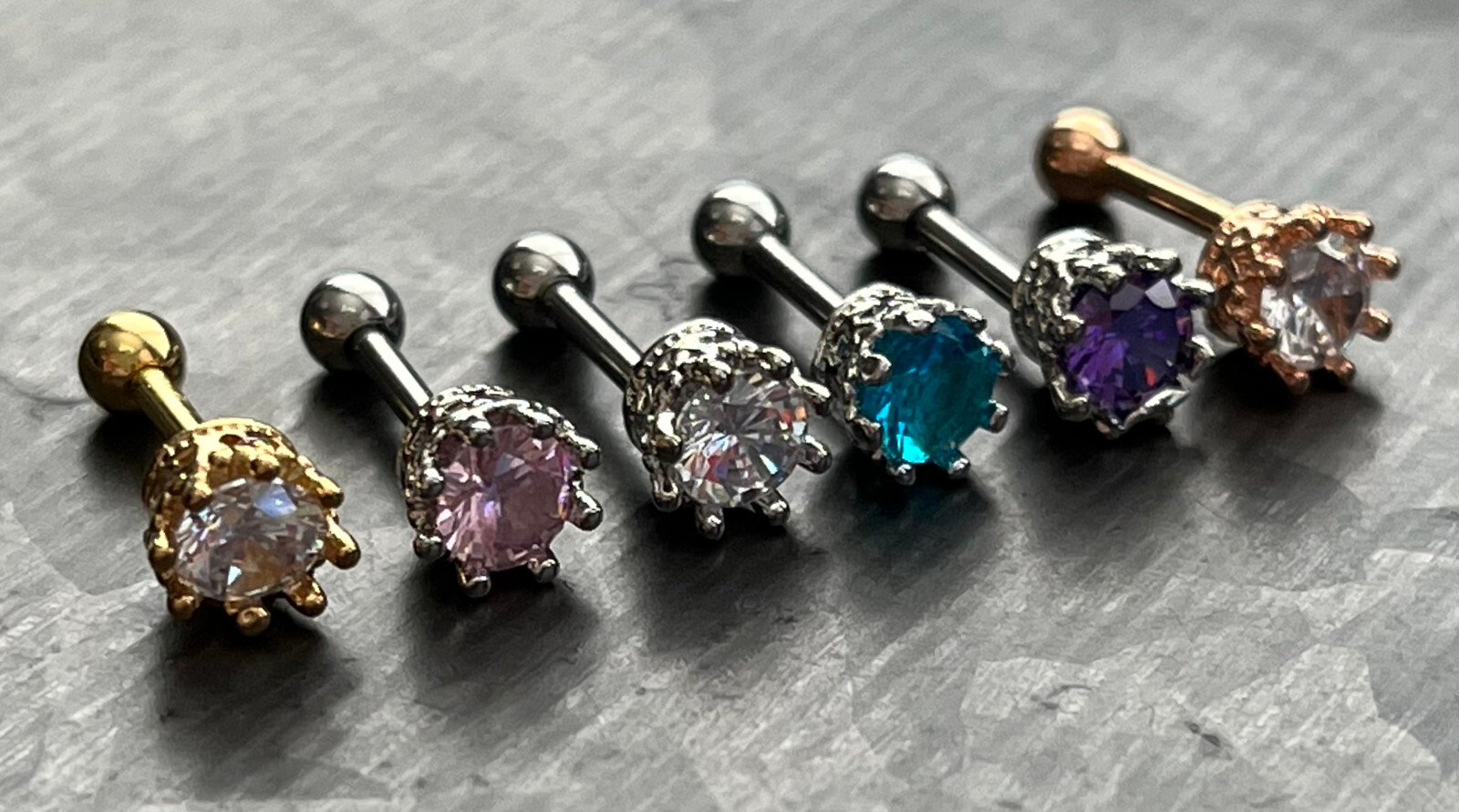 1pc Eight Prong CZ Gem Surgical Steel Helix Tragus Cartilage Bar Stud Earring