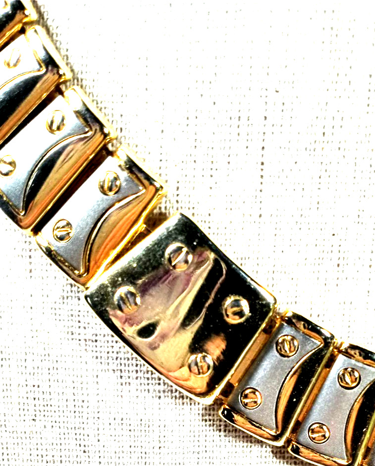 Vintage Egyptian Style 18″ Gold & Silver Color Link Choker Necklace