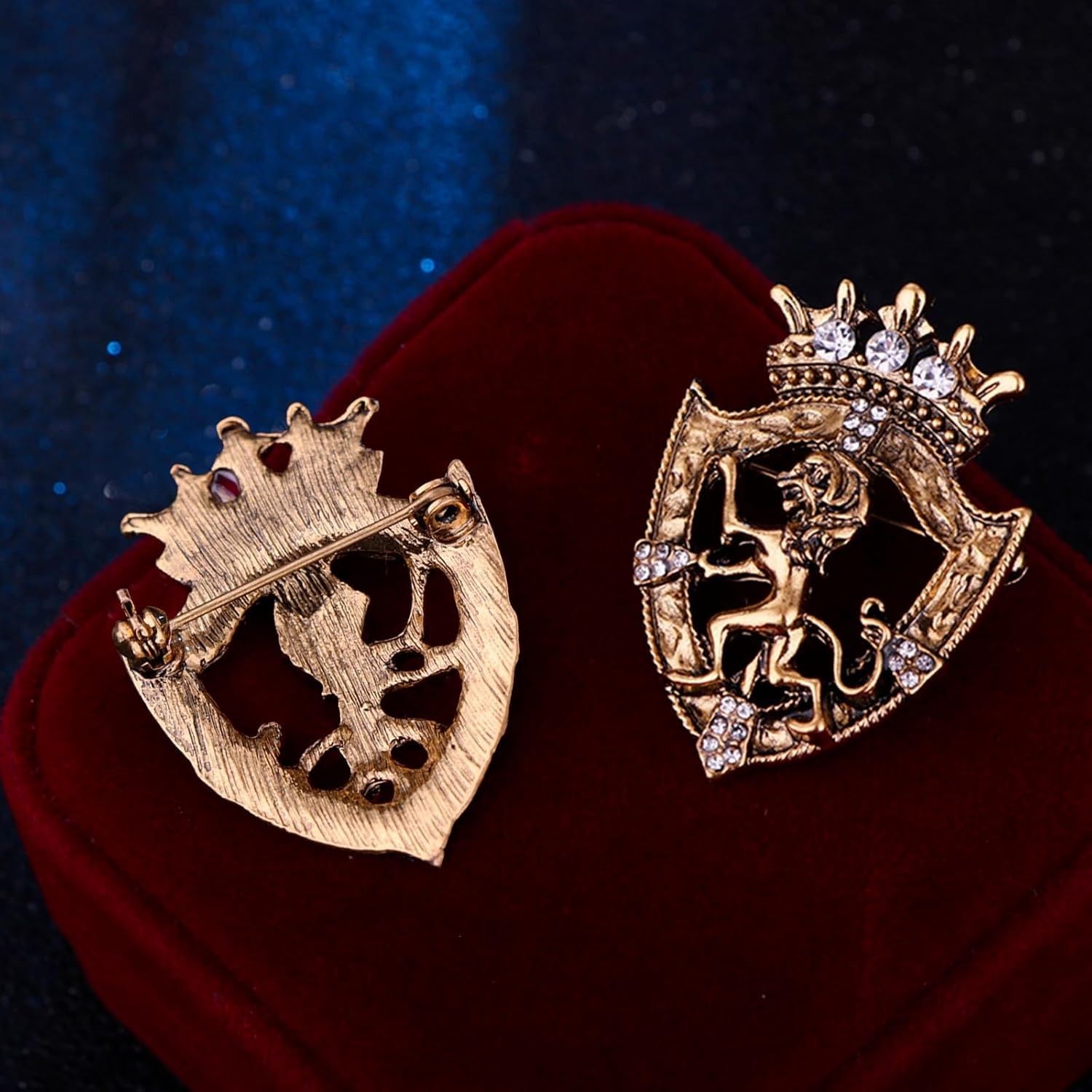 Men’s Starburst Crystal Brooch Pin Gold Luxury Suit Lapel Jewelry Gift