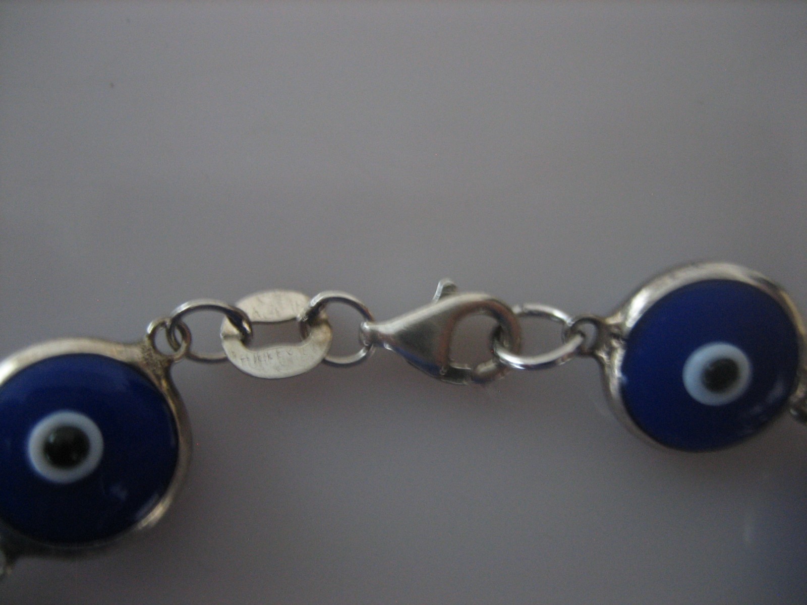 Sterling Silver 925 Dark Blue Evil Eye 7″ Tennis Link Bracelet