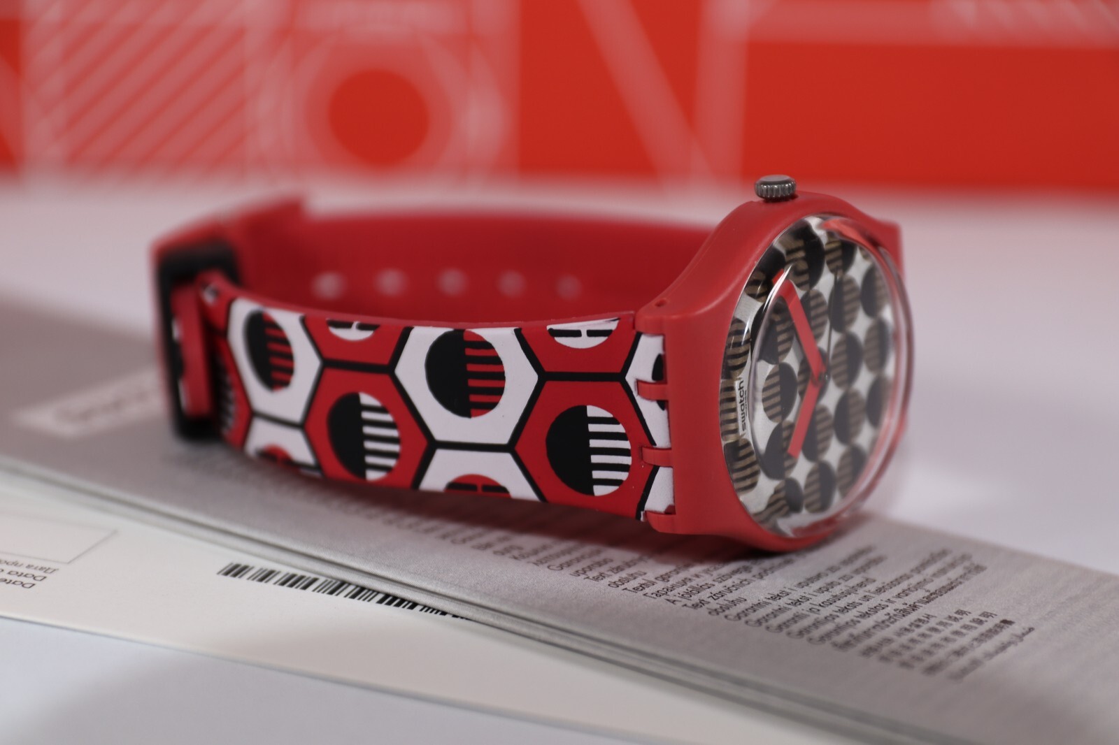 New Swiss Swatch Originals Swaiti Red Multicolor Silicone Watch 34mm GR163 Black