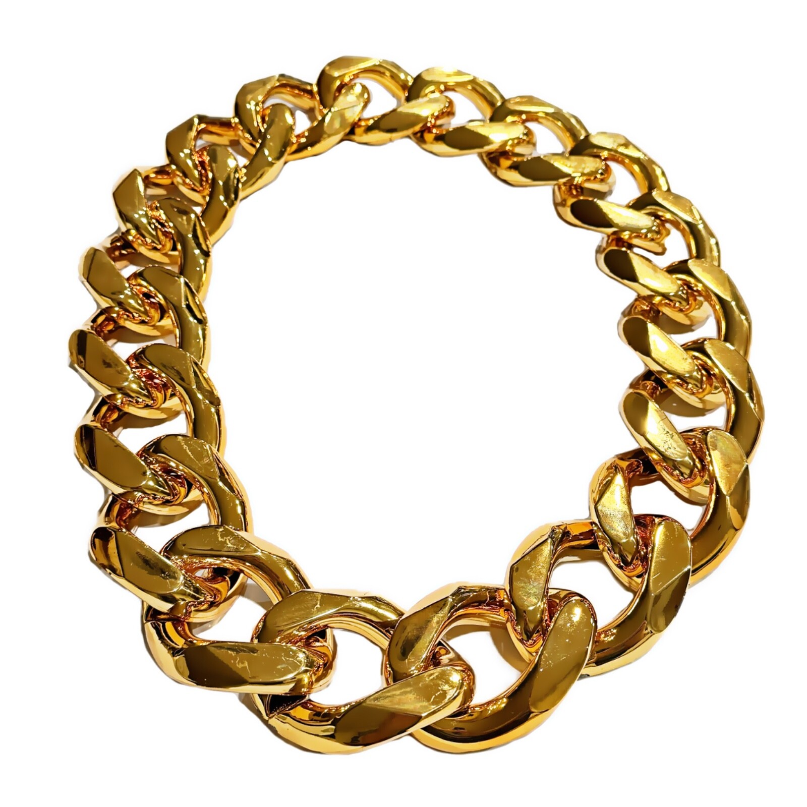 Huge Jumbo Hip Hop Chain Cuban Link Plastic Necklace Gold-Tone 60MM Thick 39″