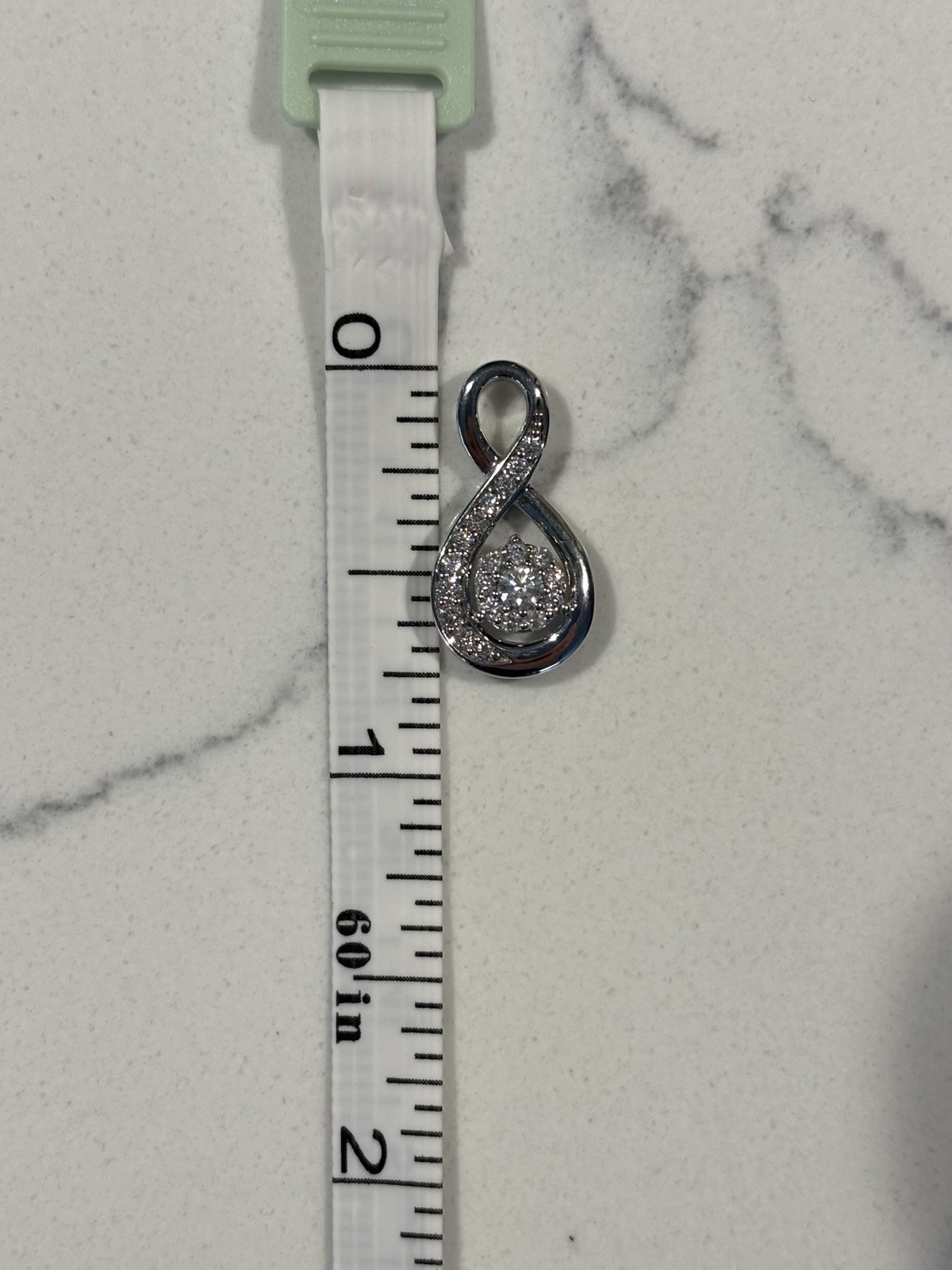 $855 IGI Certified 14K White Gold 1/3 Ct H/I1 Infinity Diamond Necklace Pendant