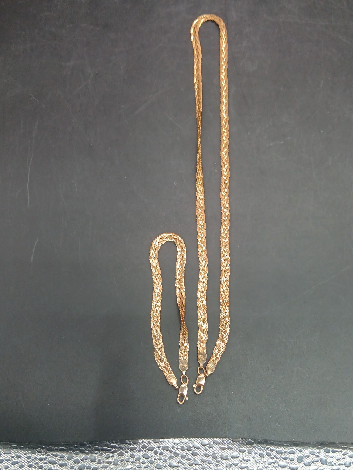 Braided 3 Woven Rope Necklace & Bracelet Set 1/20 12K GF 15.0 Total Grams *Read