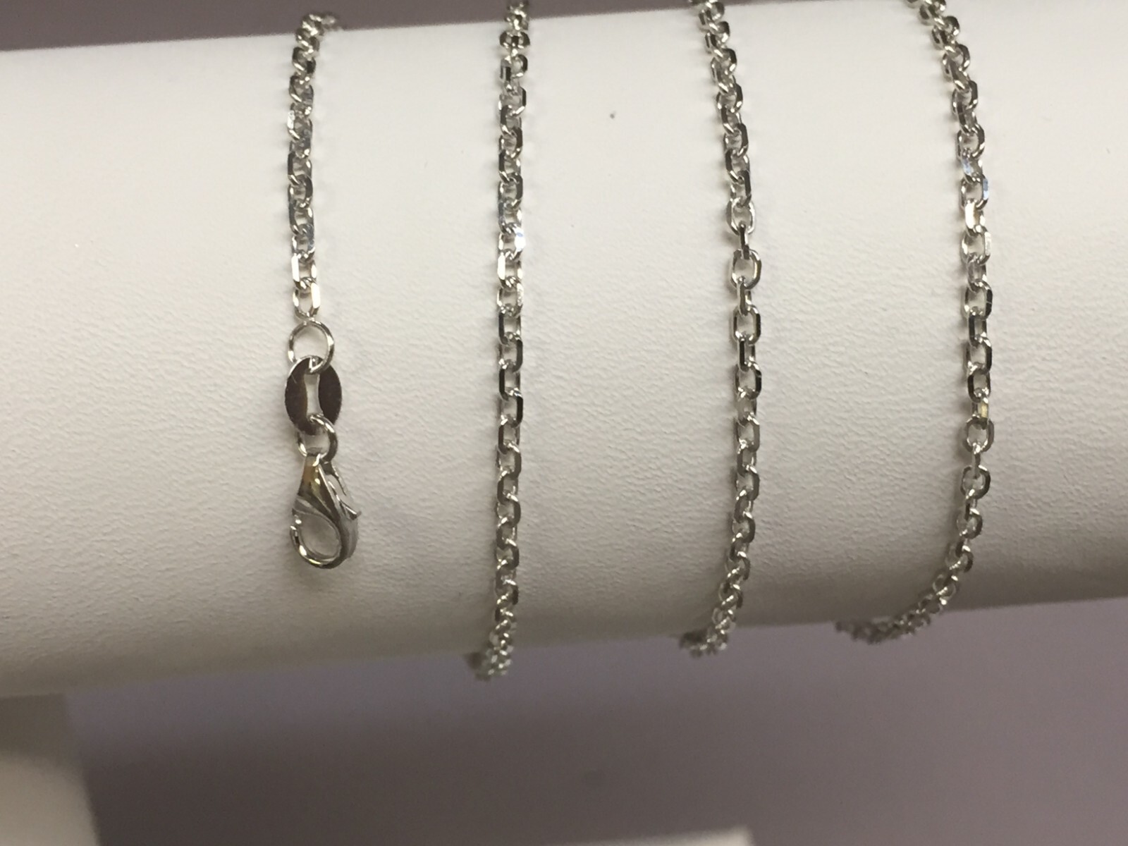 18k White Gold 18″ Solid Cable Link Pendant Chain/Necklace 1.4 mm 3 grams