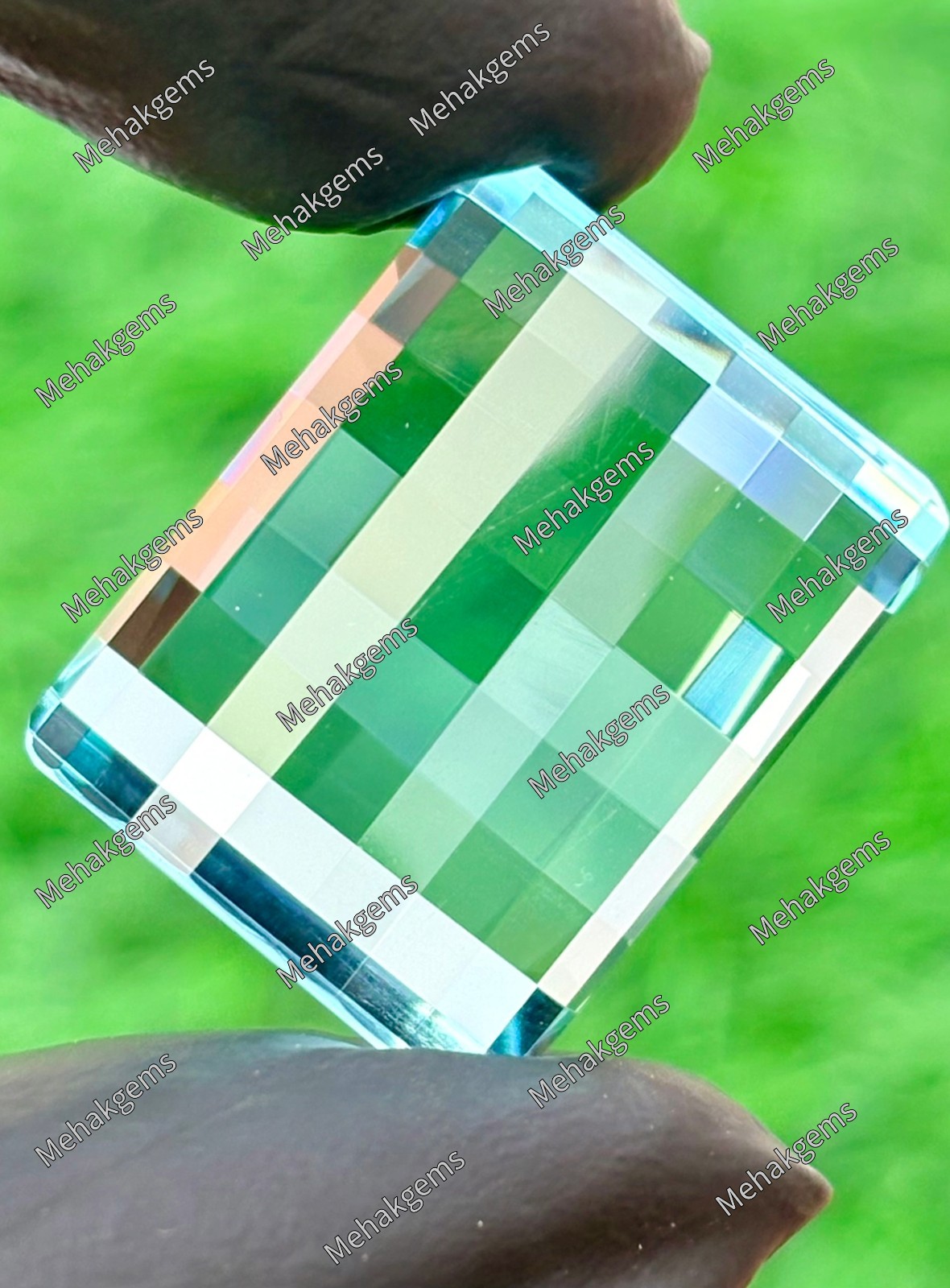 Electric Blue Aquamarine Loose Gemstone – 37Ct Pixel Cut Statement Ring Stone