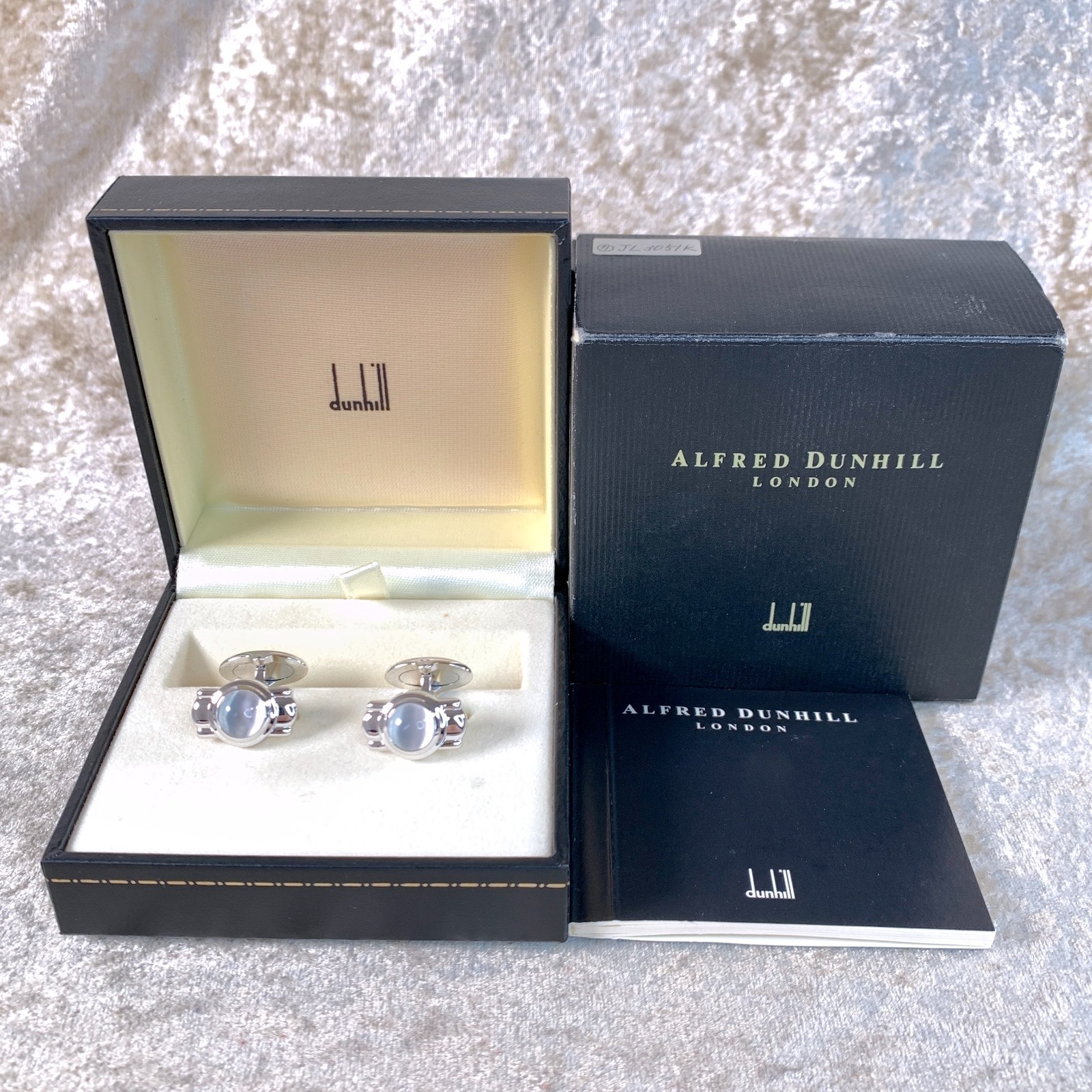 Alfred Dunhill Cufflinks Silver Moonstone with Case