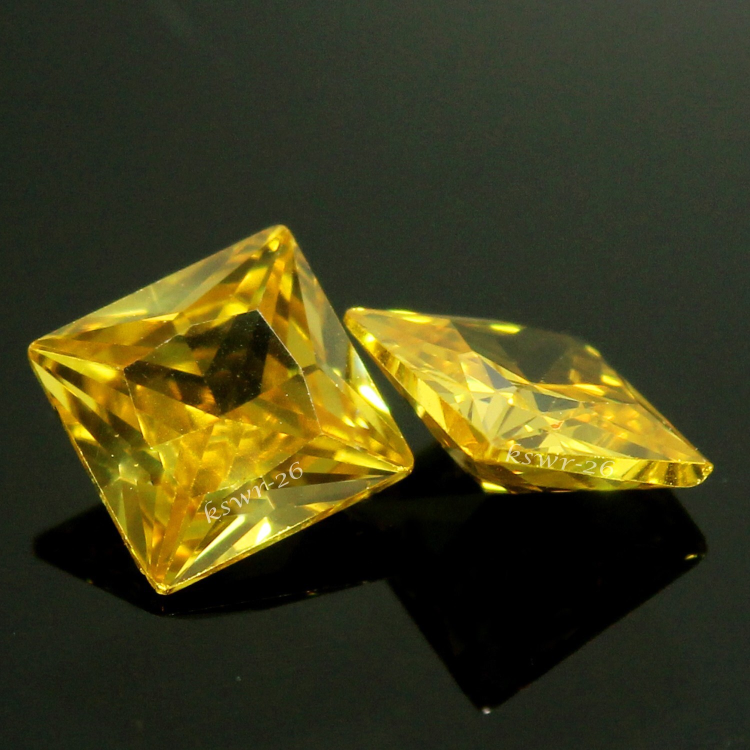 Natural Certified Ceylon Yellow Sapphire 7×7 MM Princess Pair Unheated Gemstone