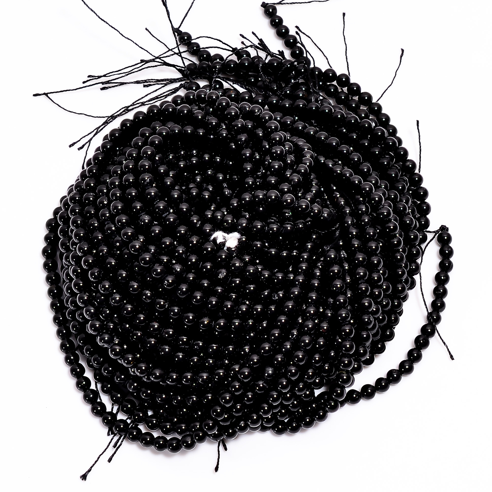 Natural Black Tourmaline Gemstone Round Smooth Beads 4X4.5 mm Strand 15″ EB626