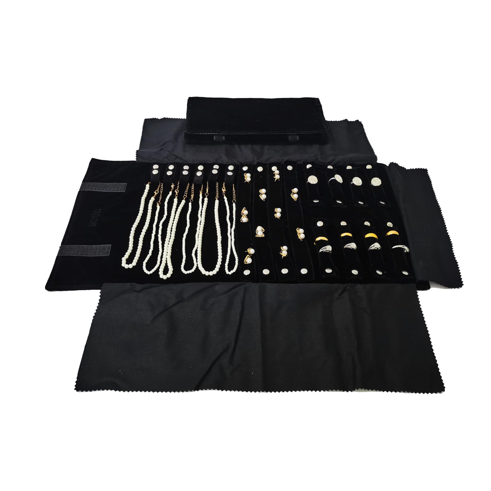 Jewelry Organizer Storage Bag Roll Velvet Travel Case for Earrings Necklaces