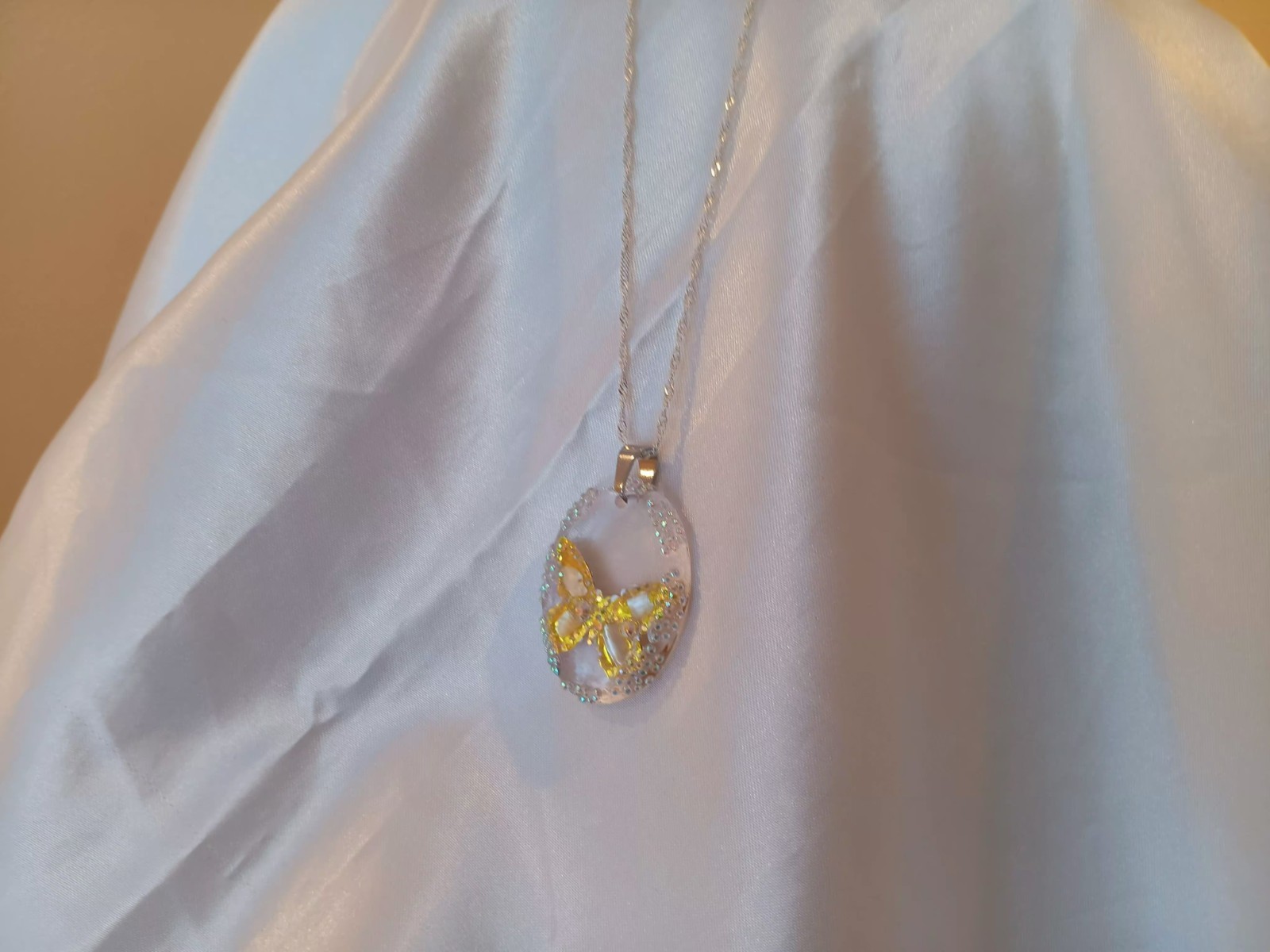 Crystal Butterfly Pendant Necklace, Reversible, Mother of Pearl The Perfect Gift