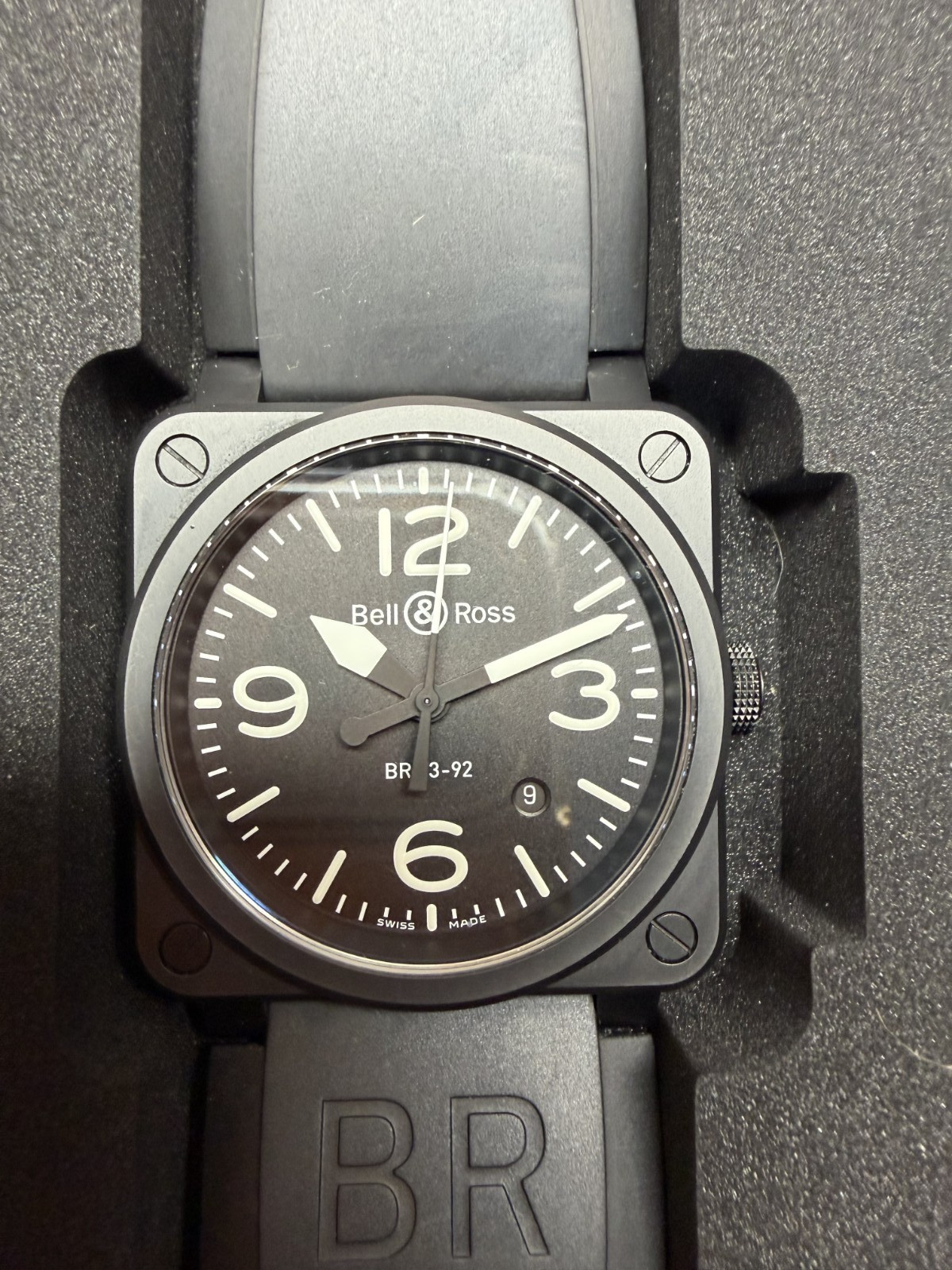 Bell & Ross BR03-92 42mm Matte Black Ceramic Watch, Extra Strap – Excellent Con