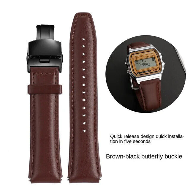 18mm Leather Watch Band Strap For Casio AE1200 A158W A168 AE-1200WHD Bracelet