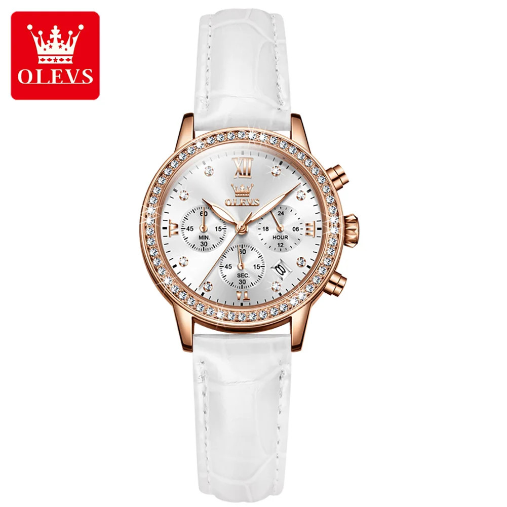 OLEVS Women’s Date Chronograph Wristwatch Luminous Quartz Watch for Ladies