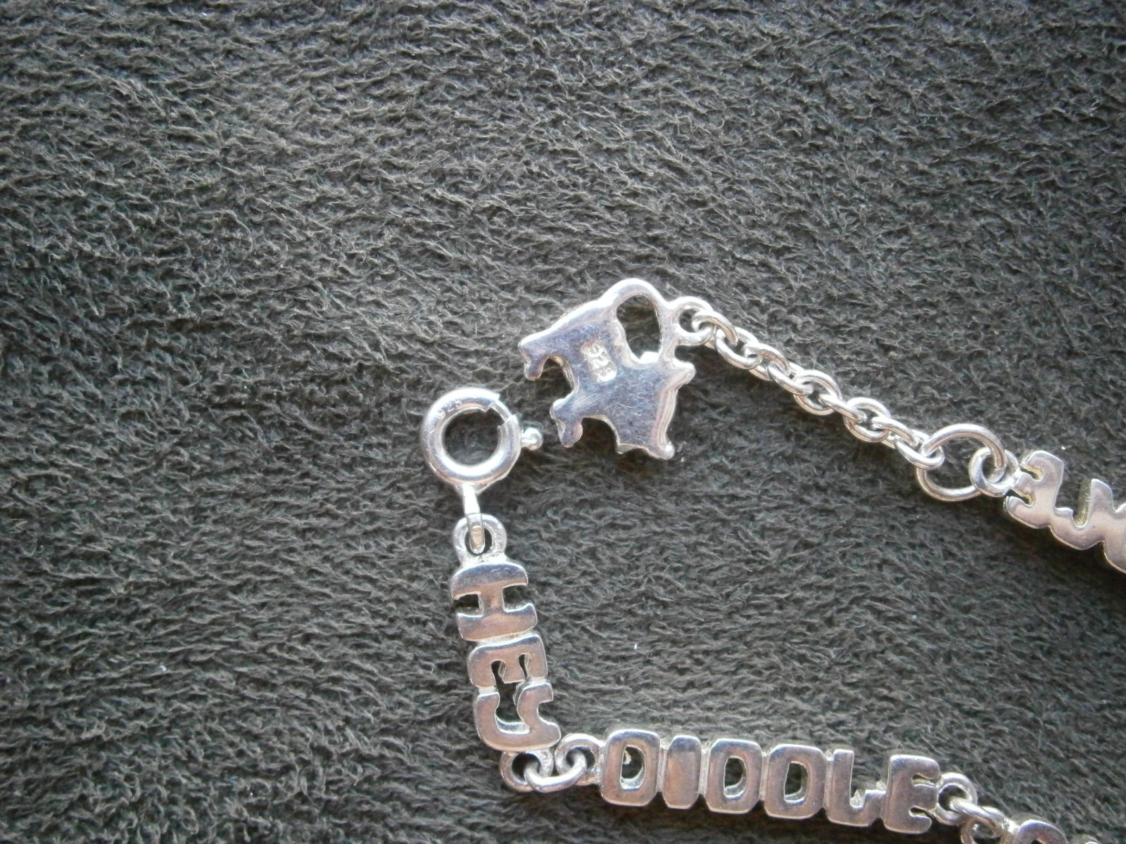 Hey Diddle Diddle Cat & the Fiddle Vtg SHORT Sterling Silver Bracelet 5.5″ ~ 6g