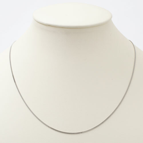 Pt850 Solid Platinum 1.3mm 2-Sided Curb Link Chain Necklace 17.75″ Adjustable