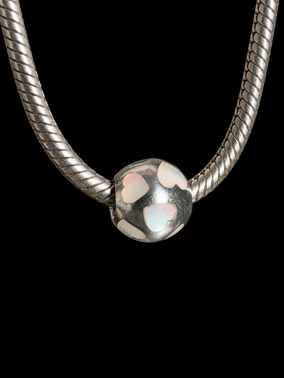 PANDORA Sterling Silver 925 Enamel Heart Love Bead Charm Signed ALE
