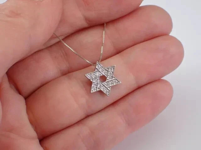 2Ct Round Cut Lab Created Diamond Star Of David Pendant 14K White Gold Plated