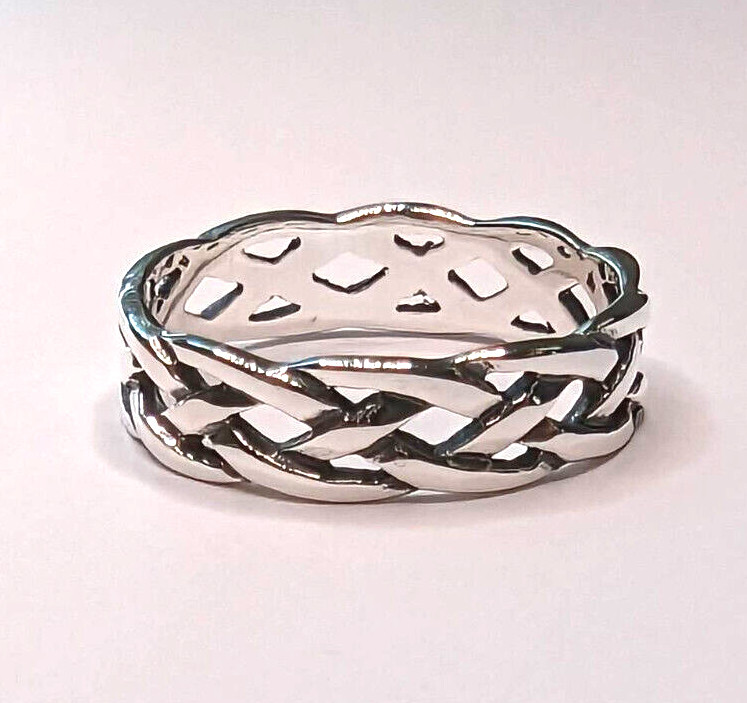 Celtic Weave Stackable Sterling Silver Ring NEW