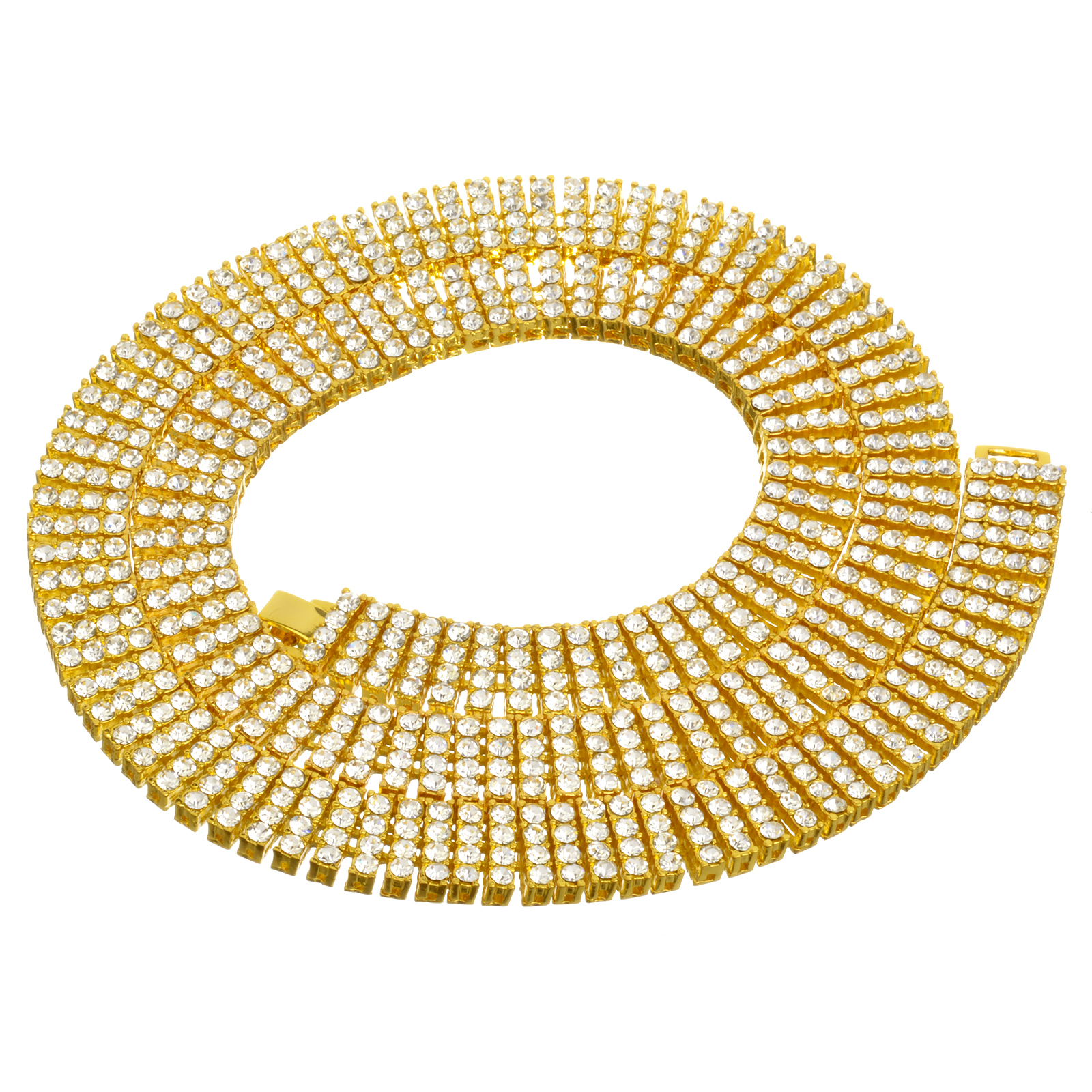 Men’s Fashion Iced 4 mm 4 Layer Round Stone RH Tennis Chain Necklace 30″