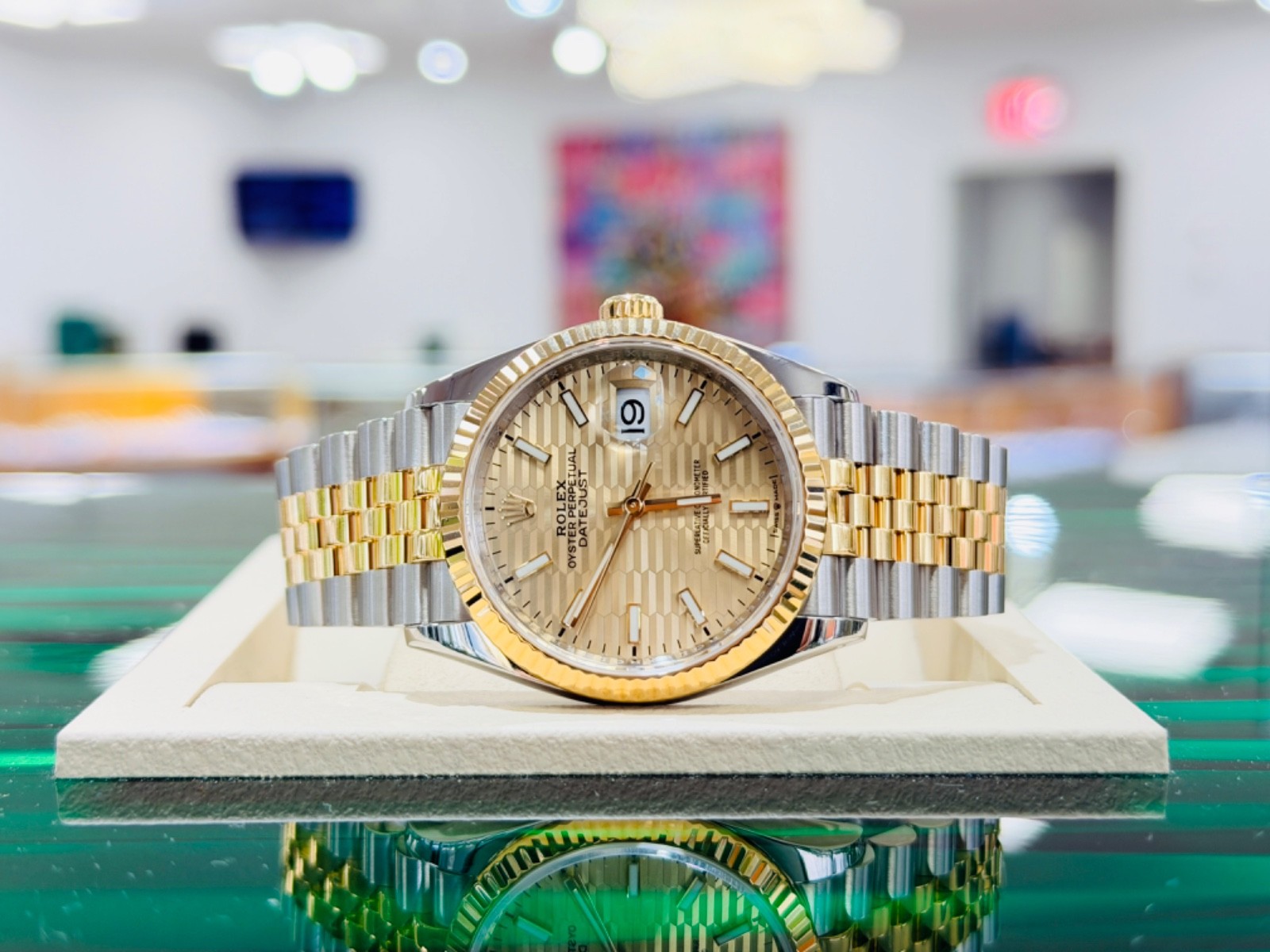 Rolex Datejust 36 126233 Champagne Motif Stick Steel & Yellow Gold BOX/PAPERS