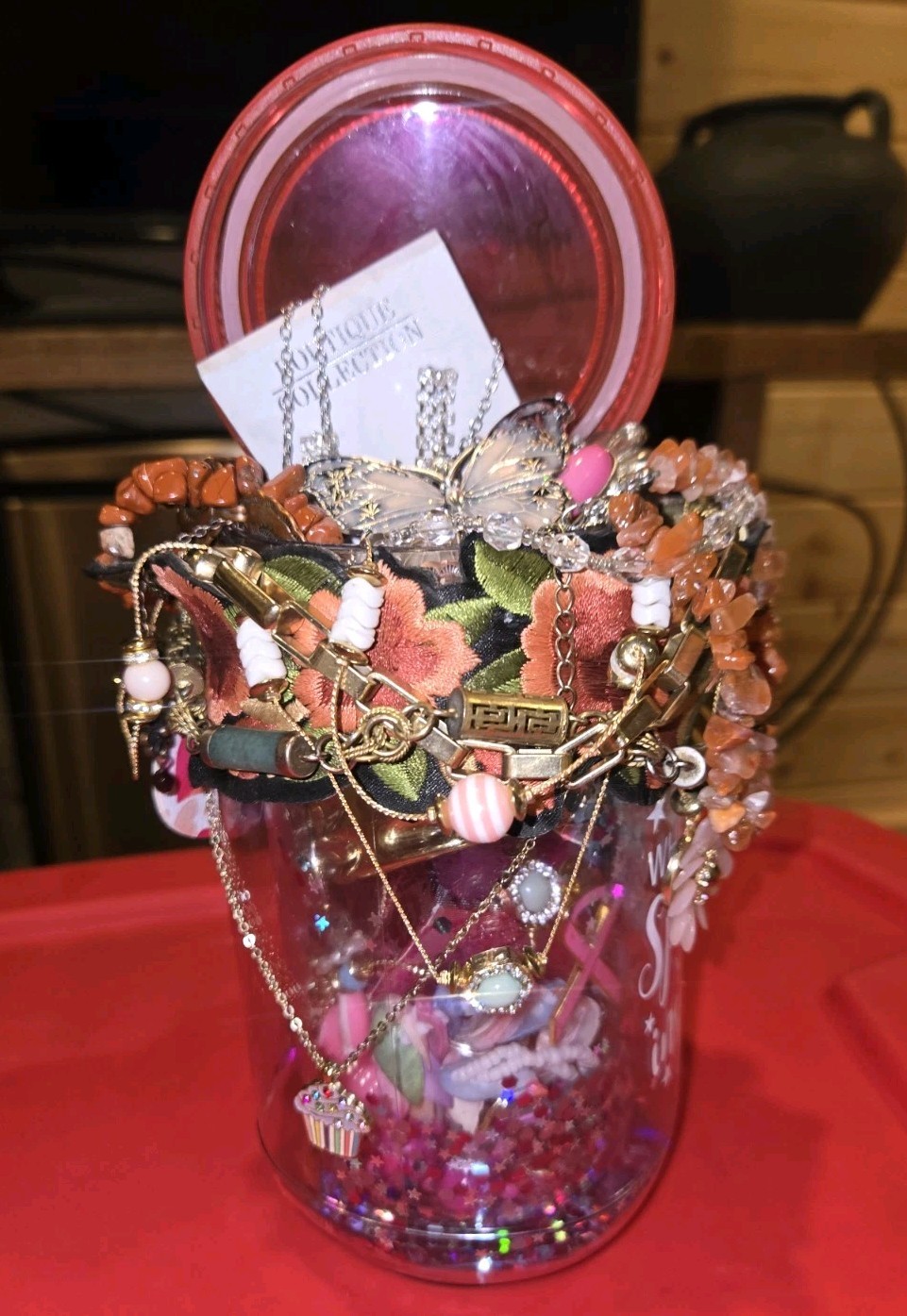 PINK💝PARADISE~MYSTERY JEWELRY JAR~VINTAGE 2 NOW~PACKED FULL/WEARABLE PIECES