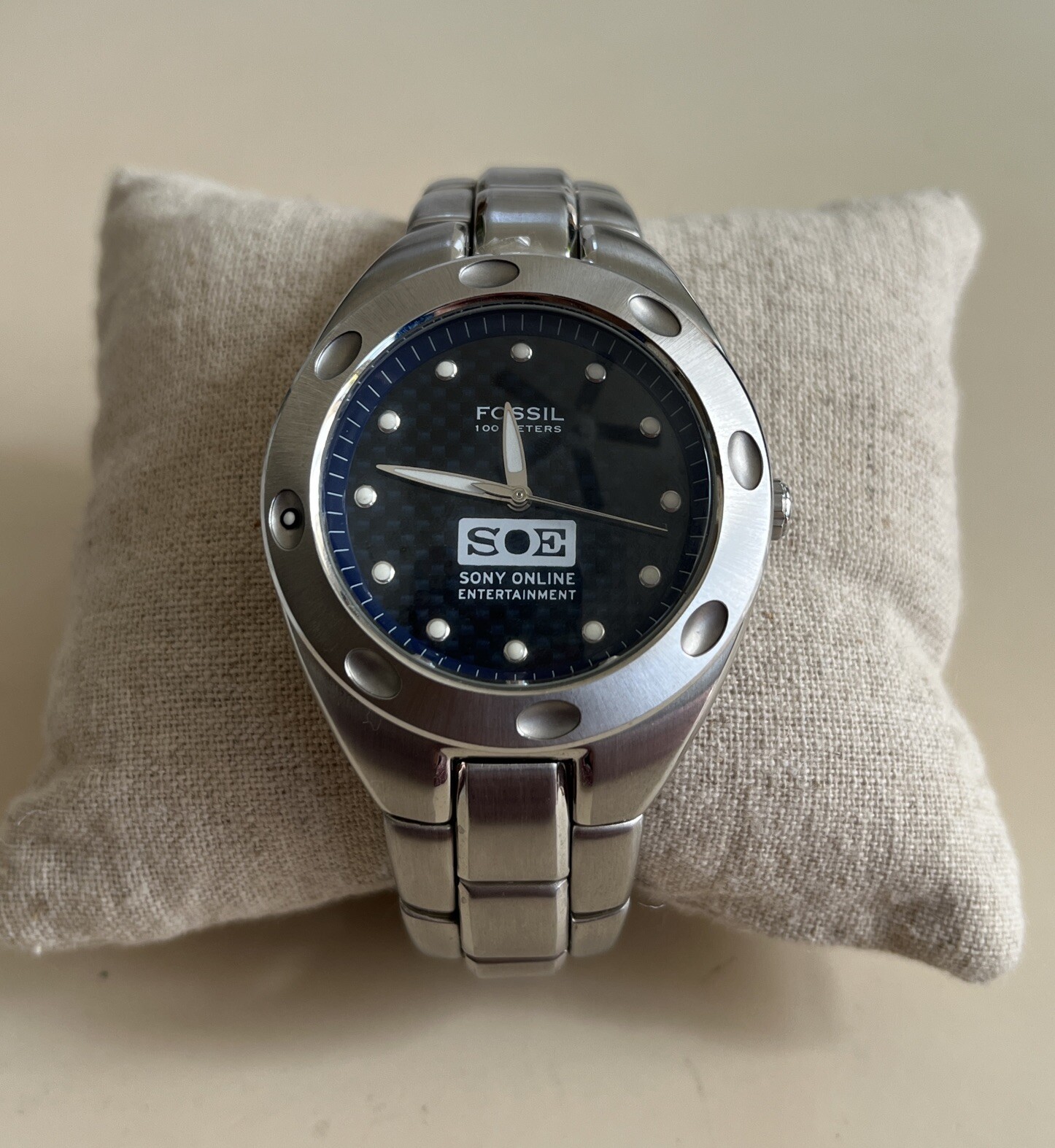 Fossil Men’s Blue 100 MPR-5098 Japan Movt StSteel Wrist Watch SOL-New Battery