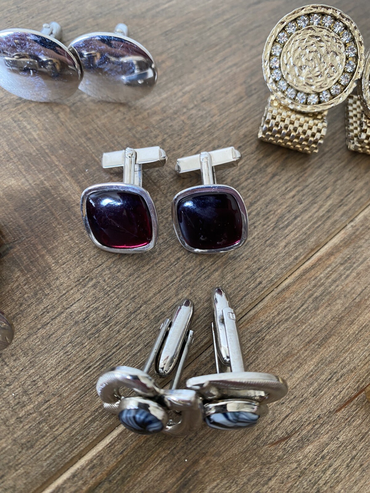 Vintage Lot 14 Pairs Cufflinks 9 Tie Tack Pins+ Anson, Speidel, Swank ,Speidel