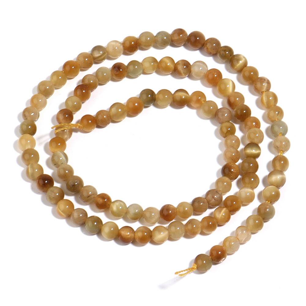 Natural Tiger’s Eye Gemstone Smooth Round Loose Beads for DIY Bracelet Necklace